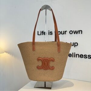 Celine straw tote bag, 44x27x23cm